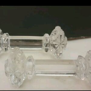 Antique Pressed Glass Elegant Knife Rest Hexagonal Ends & Posts, Set of 2